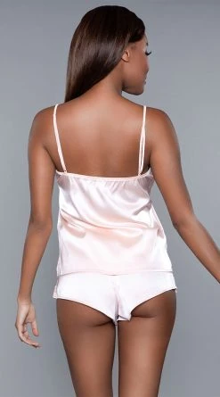 Be Wicked Luna Satin Pajama Short Set -LEG AVENUE Shop BW 1962 blushp back2 2020JUN23576