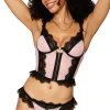 Dreamgirl Feminine Mesh And Lace Bustier Set