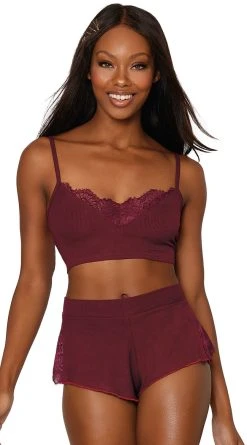 Dreamgirl Snug Knit And Lace Pajama Set