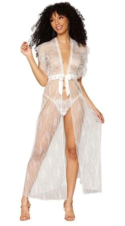 Dreamgirl Delicate White Lace Gown Set