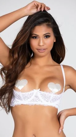 Dreamgirl Sultry Nights Open Cup Shelf Bra -LEG AVENUE Shop DG 9386 WHITE 2 PS01242019