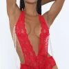 Escante Cascading Pearl Lace Teddy