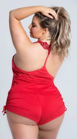 MAPALÉ Plus Size Cut Corners Pajama Short Set -LEG AVENUE Shop ES 7095X RED PS02042020 7 Edit