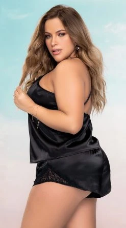MAPALÉ Plus Size Bedtime Hottie Satin Pajama Set -LEG AVENUE Shop ES 7420X Black B 2022APRIL47821