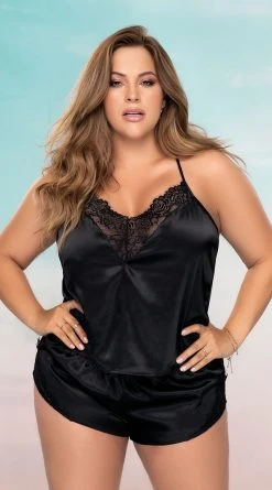 MAPALÉ Plus Size Bedtime Hottie Satin Pajama Set