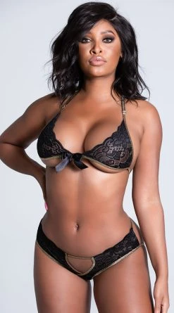 MAPALÉ Lace Bra And Panty With Gold Trim -LEG AVENUE Shop ES 8134 BLACK 2 PS01182021