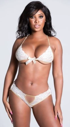 MAPALÉ Lace Bra And Panty With Gold Trim