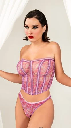 Yandy X Lana Rhoades Kiss Me Bustier Set -LEG AVENUE Shop EY LNA 0015P LANA BUSTIER PANTY SET HEART PRINT 0818