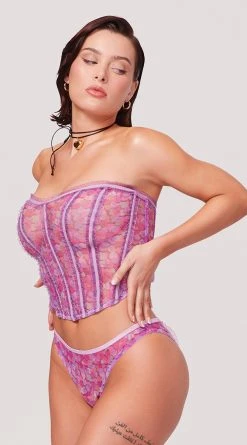 Yandy X Lana Rhoades Kiss Me Bustier Set -LEG AVENUE Shop EY LNA 0015P LANA BUSTIER PANTY SET HEART PRINT 5257