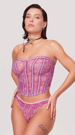Yandy X Lana Rhoades Kiss Me Bustier Set -LEG AVENUE Shop EY LNA 0015P LANA BUSTIER PANTY SET HEART PRINT 5281
