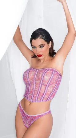 Yandy X Lana Rhoades Love Game Bustier Set -LEG AVENUE Shop EY LNA 0015 LANA BUSTIER PANTY SET HEART PRINT 0846