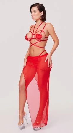 Yandy X Lana Rhoades Star-Crossed Lover Bra Set -LEG AVENUE Shop EY LNA 004 LANA BRA SKIRT SET RED 5136