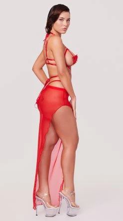 Yandy X Lana Rhoades Star-Crossed Lover Bra Set -LEG AVENUE Shop EY LNA 004 LANA BRA SKIRT SET RED 5139