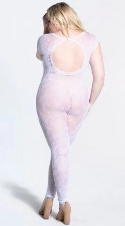 Fantasy Plus Size Worth The Wait Floral Bodystocking -LEG AVENUE Shop FA SF901X WHT 8 YANDY PS12072021