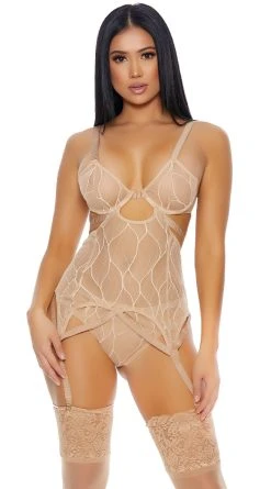 Forplay See Me Now Mesh Bustier Set