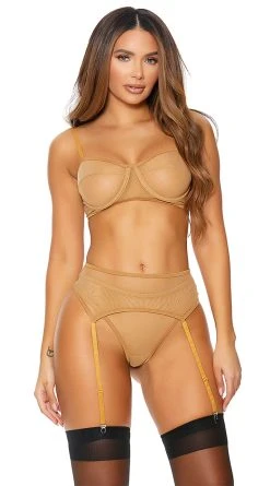 Forplay Neutral Mesh Bra Set