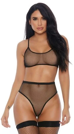 Forplay Free As A Bird Fishnet Bra Set