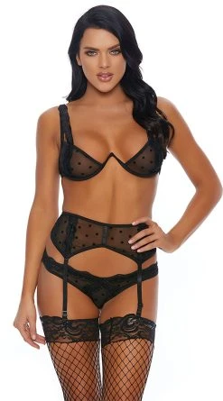 Forplay Polka Dot Mesh Bra Set