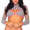 LEG AVENUE 3 PC Rainbow Fishnet Bikini Set
