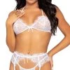 LEG AVENUE Rhinestone Eyelash Lace Bra Set