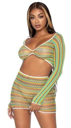 LEG AVENUE Shop 28 LEG AVENUE Zig Zag Zest Crop Top Set