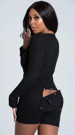 LEG AVENUE Love Me Long Johns Romper -LEG AVENUE Shop LA 86649 BLACK PS11062019 11