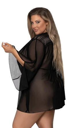 Magic Silk Mesh And Multi-Net Short Robe -LEG AVENUE Shop MS M288 BLK ALT 2022JUNE50296 2