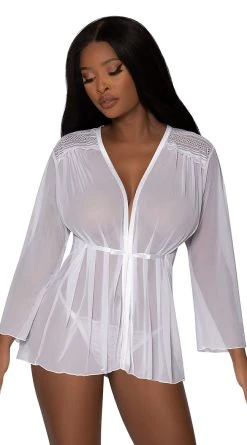Magic Silk Mesh And Multi-Net Short Robe -LEG AVENUE Shop MS M288 WHT ALT2 2022JUNE50296