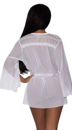 Magic Silk Mesh And Multi-Net Short Robe -LEG AVENUE Shop MS M288 WHT Back 2022JUNE50296