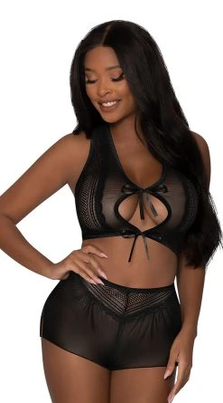Magic Silk Mesh And Multi-Net Crop Top Set