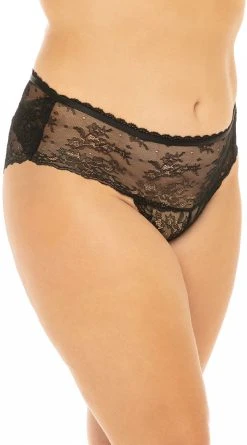 Oh La La Cheri Plus Size Helena Lace Open Back Panty -LEG AVENUE Shop OL 22 11575X BK FRONT HR 2021APR31866