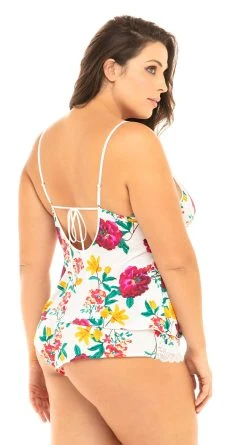 Oh La La Cheri Plus Size Reina Floral PJ Short Set -LEG AVENUE Shop OL 40 10731X WH104BWH BACK HR 2021APR31866