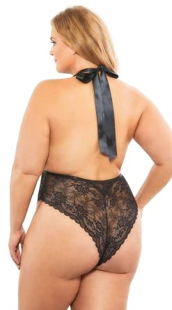 Oh La La Cheri Plus Size Aria Plunging Teddy -LEG AVENUE Shop OL 52 10990X BK BACK HR 2019PO15670
