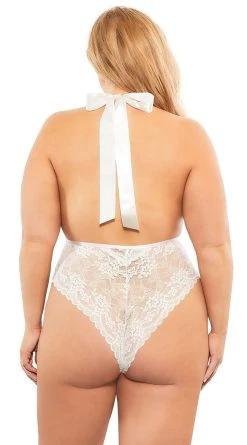 Oh La La Cheri Plus Size Aria Plunging Teddy -LEG AVENUE Shop OL 52 10990X WH BACK HR 2019PO15670