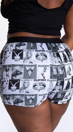 Playboy Plus Size Got It Covered Lounge Short Set -LEG AVENUE Shop PB PBL5016X BLKWHT 12 YANDY PS11112021