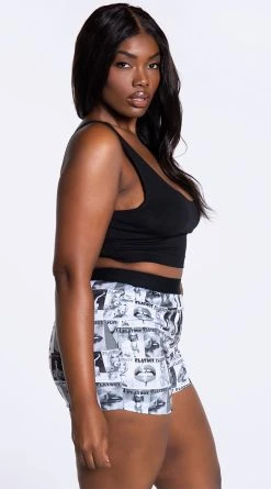 Playboy Plus Size Got It Covered Lounge Short Set -LEG AVENUE Shop PB PBL5016X BLKWHT 6 YANDY PS11112021