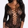 Roma Black Net And Lace Romper