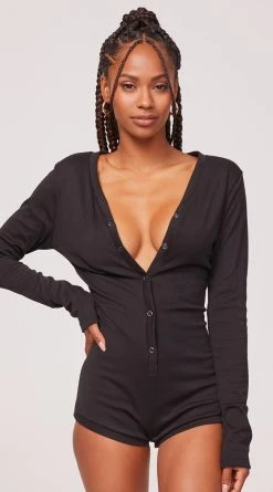 Roma Cozy And Comfy Sweater Romper -LEG AVENUE Shop RM LI211 black F CROPPED Yandy PS07272022