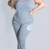 Roma Plus Size Comfy Pajama Pocket Jumpsuit
