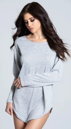 Roma Grey Area Cozy Pajama Shirt 16 Roma Grey Area Cozy Pajama Shirt -LEG AVENUE Shop RM LI377 GREY PS02132020 1