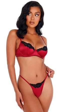 Roma Carolina Dream Satin Bra Set -LEG AVENUE Shop RM LI394 Red 2020NOV26348