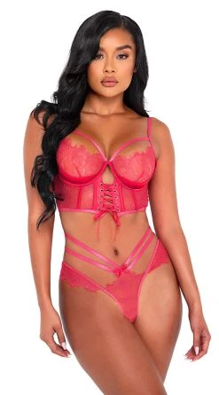 Roma Lashes For Lace Longline Bra Set -LEG AVENUE Shop RM LI516 Pink 2022APRIL47919