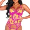 Roma Orchid And Mango Embroidered Bustier Set