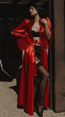 Shirley Of Hollywood Long Satin And Chiffon Robe -LEG AVENUE Shop SO 20559 3 IPS02112019
