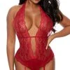 Shirley Of Hollywood Plunging Lace Garter Teddy