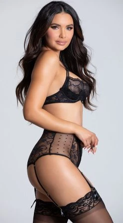 Seven 'til Midnight High Waisted Lace Bra Set -LEG AVENUE Shop ST 10619 BLACK PS09182019 4