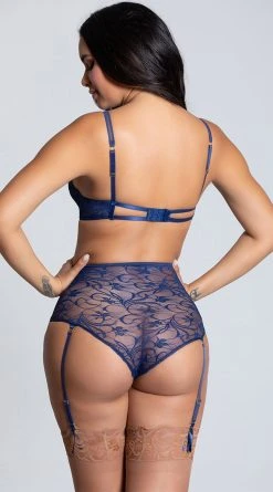 Seven 'til Midnight High Waisted Lace Bra Set -LEG AVENUE Shop ST 10619 NAVY PS09182019 9
