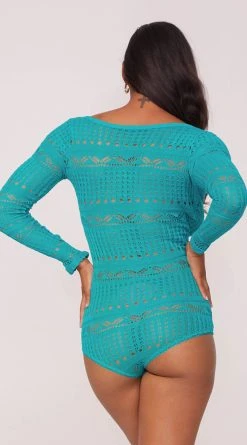 Seven 'til Midnight Cozy Sweater Romper -LEG AVENUE Shop ST 10721 EMERALD GREEN 4440 Yandy PS08102022