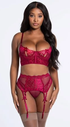 Seven 'til Midnight On Point Mesh And Lace Bra Set -LEG AVENUE Shop ST 10887 RED 3 YANDY PS10202021 Edit