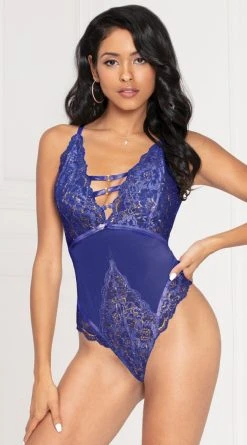 Seven 'til Midnight Lacey Lurex Mesh Teddy -LEG AVENUE Shop ST 11113 NAVYGOLD F 2020APR19375